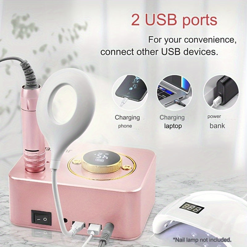 35000rpm Professional Electric Nail Drill Machine, High-Speed Nail Art Drill Set, All-in-One Acrylic, Gel Removal & Polishing Drill with LED, Precision Manicure & Pedicure Set, Multifunctional Manicure Tool for Salon And Home
